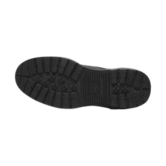 Black boot outsole with deep tread and molded traction grooves