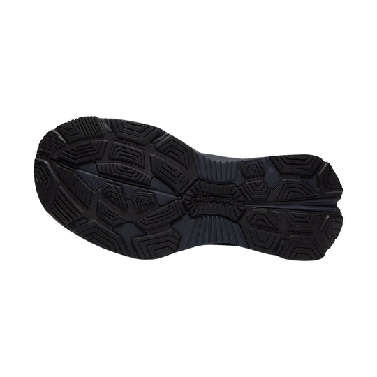 Black rubber shoe outsole with deep tread pattern and Timberland PRO branding