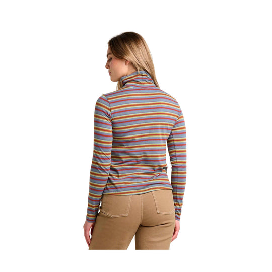 Striped long-sleeve turtleneck seen from the back