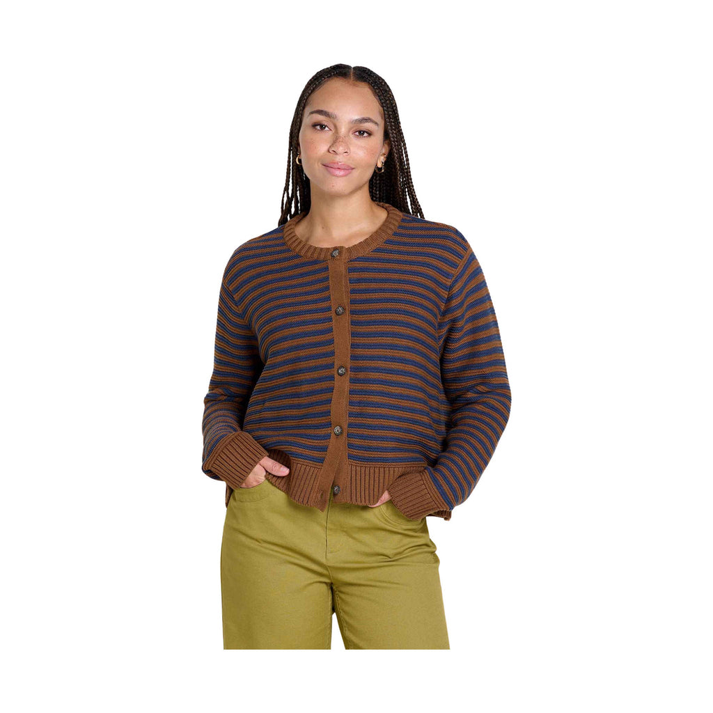 Toad & Co Women's Bianca Crew Cardigan - Brown Sugar Stripe - Lenny's Shoe & Apparel