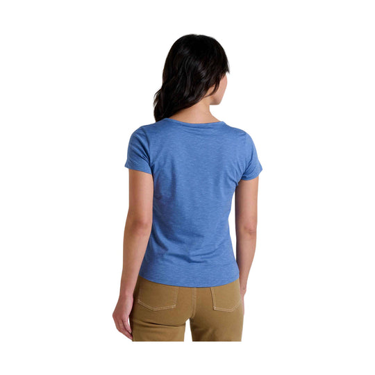 Blue short-sleeve crewneck T-shirt shown from the back