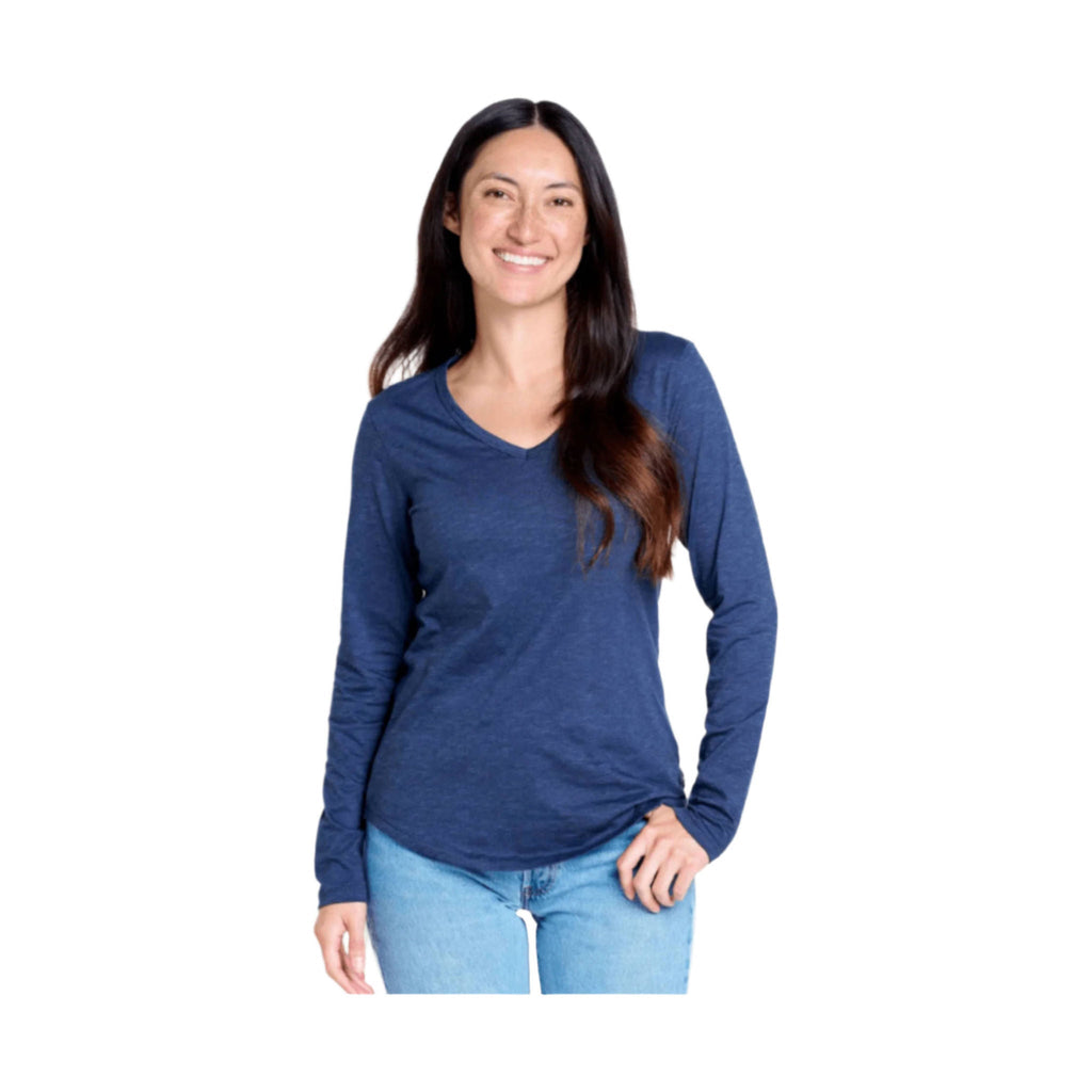 Toad & Co Women's Marley Long Sleeve V Neck Tee - True Navy - Lenny's Shoe & Apparel