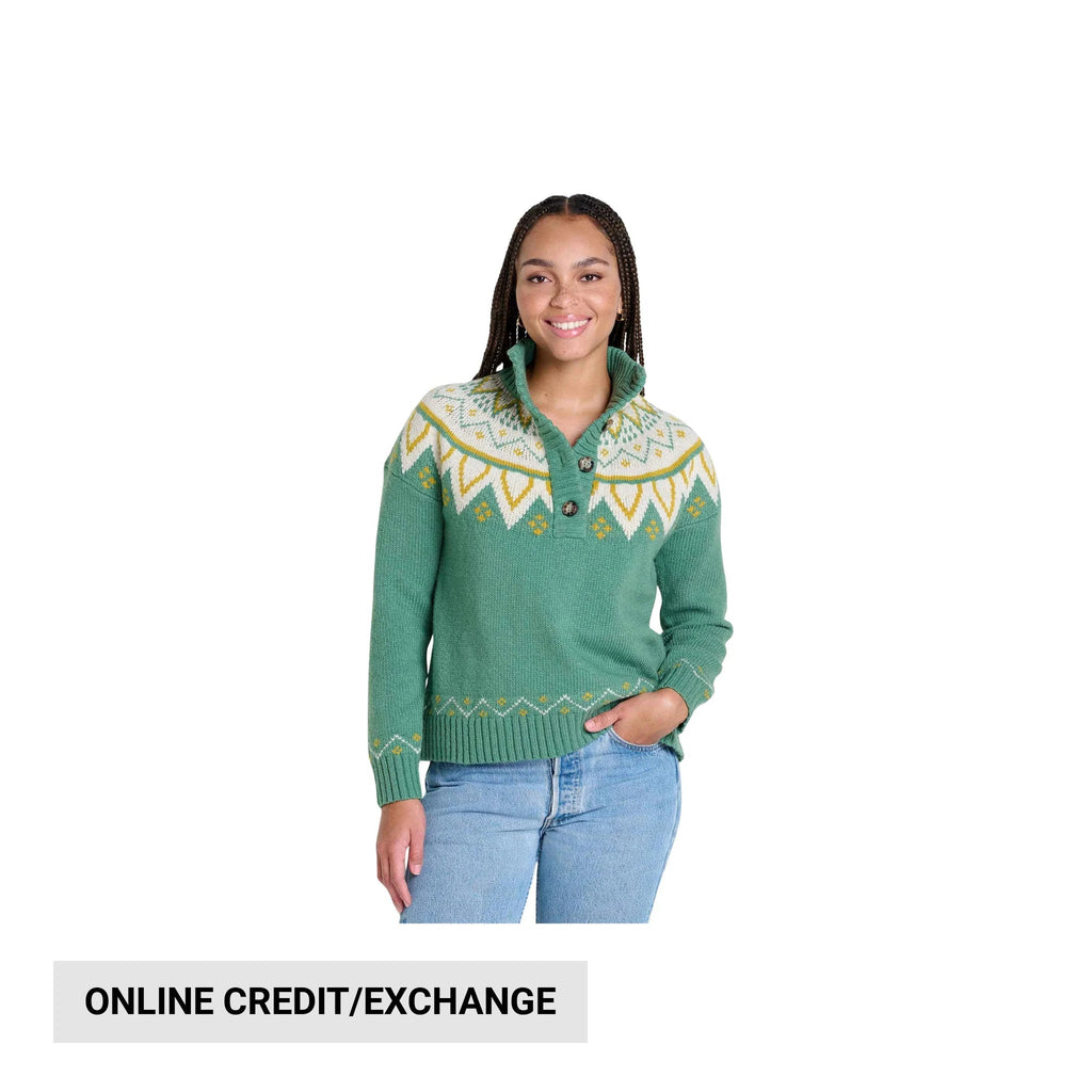 Toad & Co Women's Moss Point Henley Sweater - Ivy Fair Isle - Lenny's Shoe & Apparel