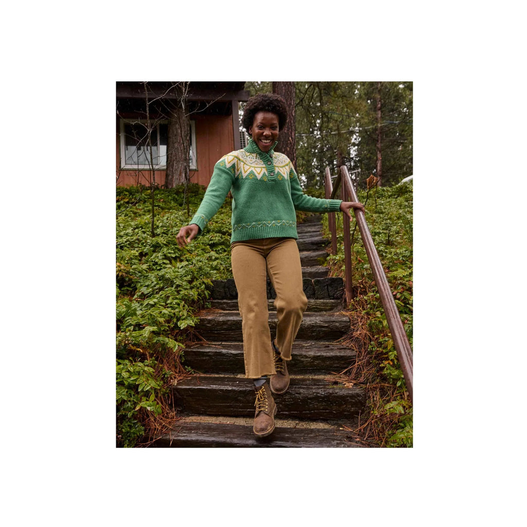 Toad & Co Women's Moss Point Henley Sweater - Ivy Fair Isle - Lenny's Shoe & Apparel