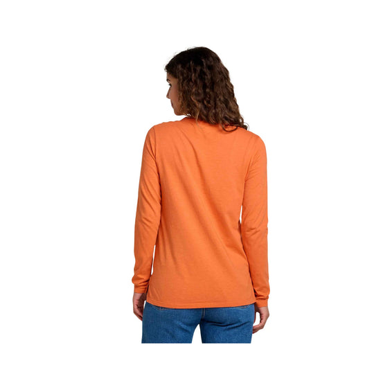 Orange long-sleeve crewneck shirt shown from the back