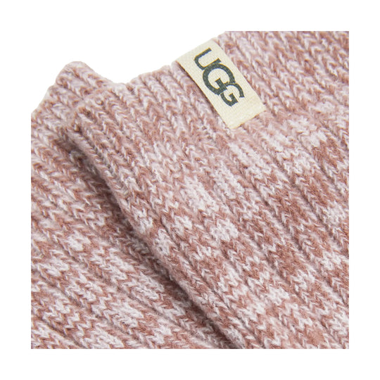 Pink and cream marled knit sock with a UGG tag