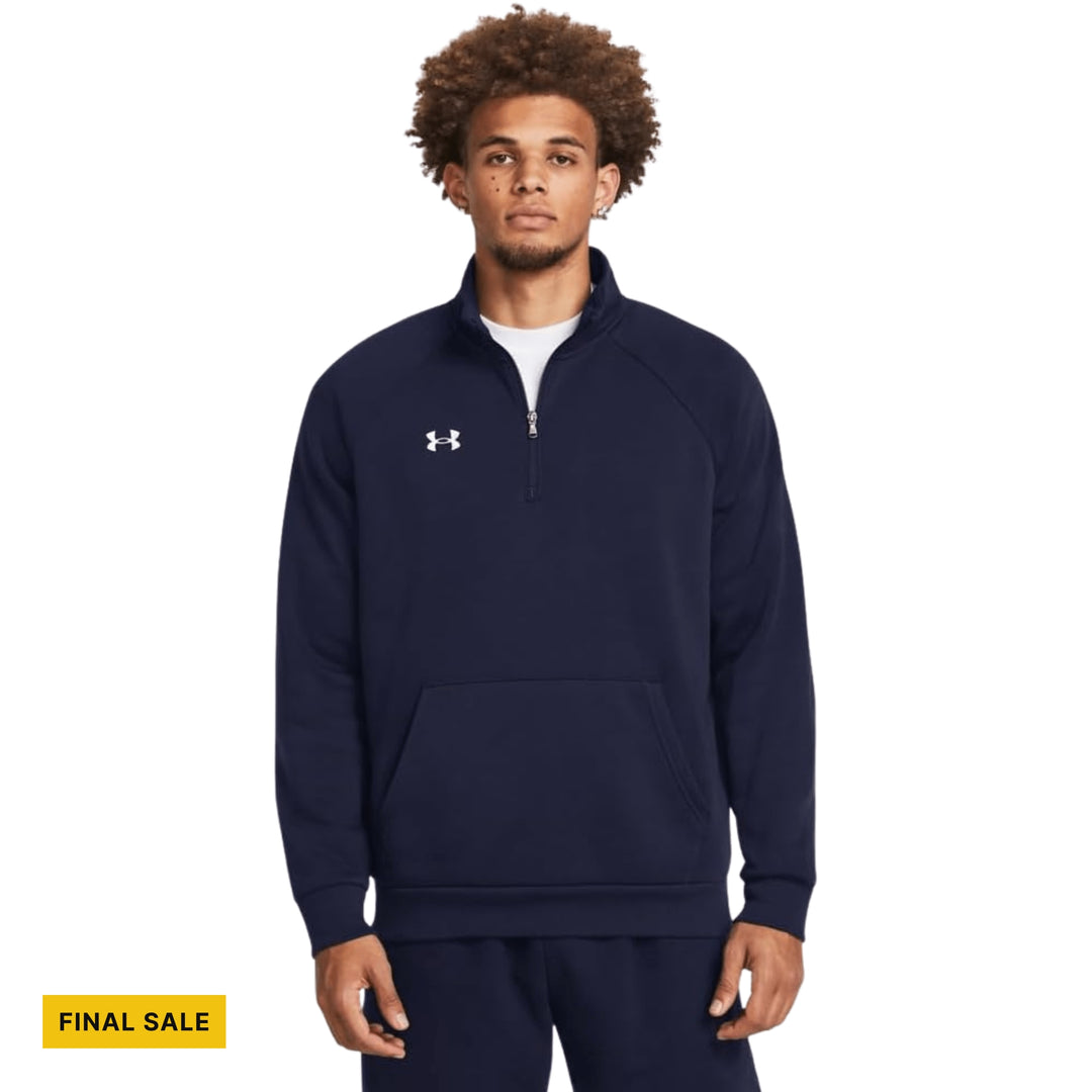 Under Armour Men's Rival Fleece Quarter Zip - Midnight Navy/White - FINAL SALE - Lenny's Shoe & Apparel
