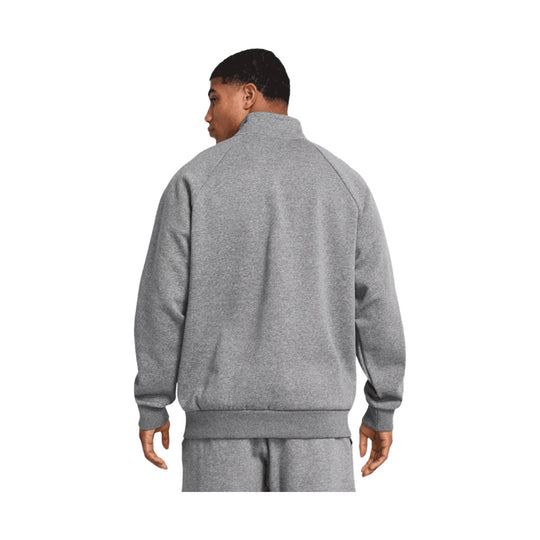 Gray quarter-zip fleece jacket shown from the back