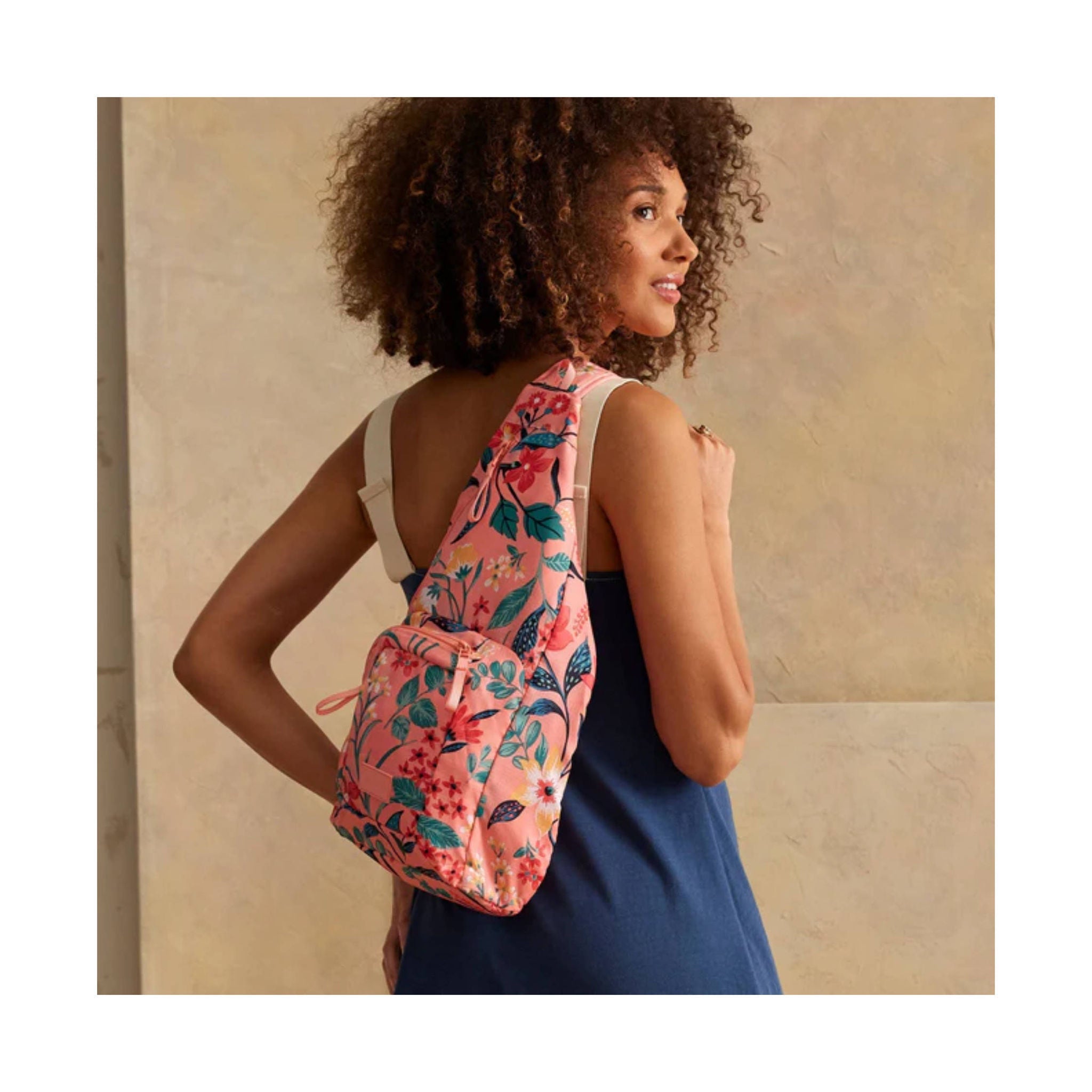 Vera Bradley Sling Backpack In Ripstop Paradise Bright Coral
