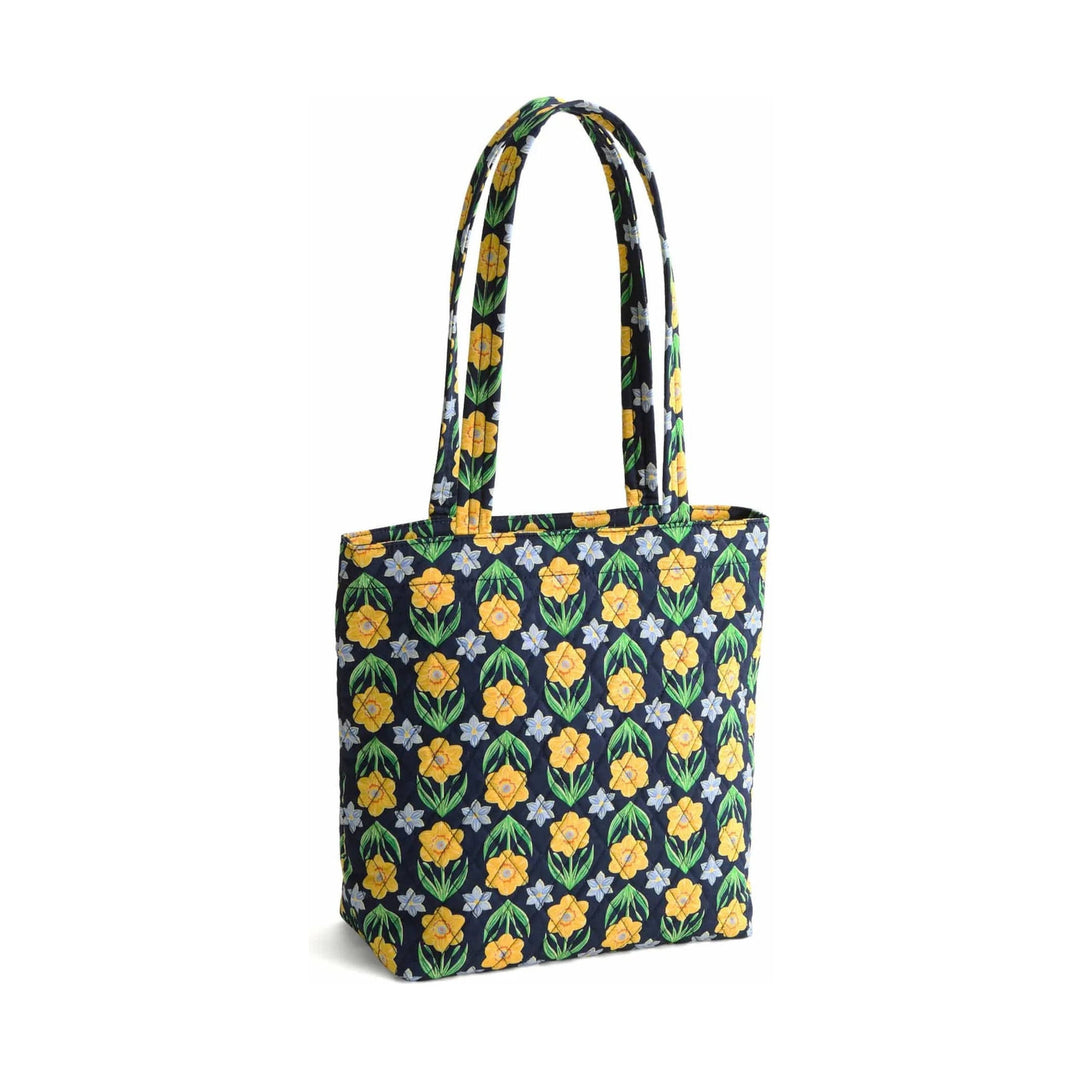 Floral quilted tote bag with long shoulder straps