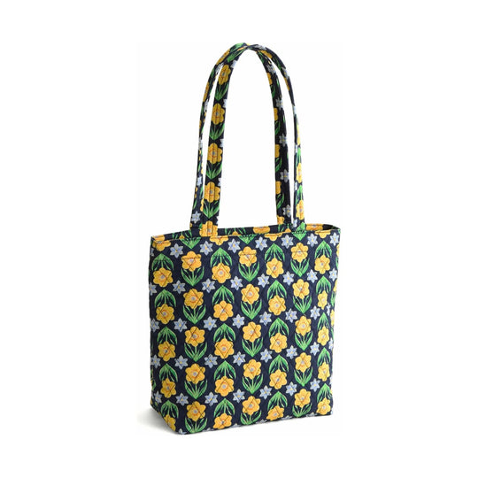 Floral quilted tote bag with long shoulder straps