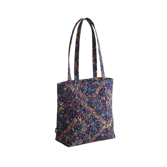Multicolor paisley tote bag with long shoulder straps