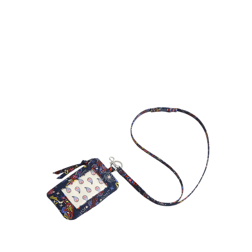 Vera Bradley Zip ID Pouch With Breakaway Lanyard - Starry Paisley In Premium Cotton - Lenny's Shoe & Apparel