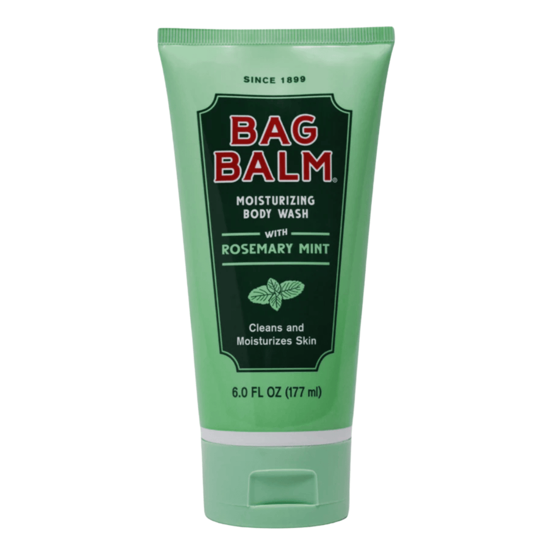 Green tube of moisturizing body wash with rosemary mint