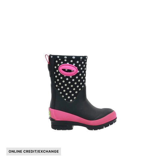 Western Chief Kids' Chloe Dot Lined Neoprene Cold Weather Boots - Black/Pink - ONLINE CREDIT/EXCHANGE - Lenny's Shoe & Apparel