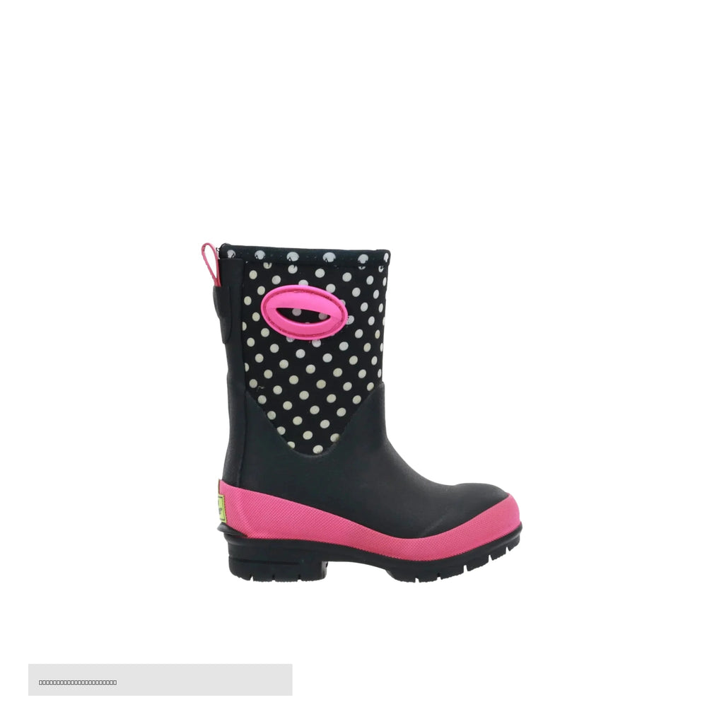 Western Chief Kids' Chloe Dot Lined Neoprene Cold Weather Boots - Black/Pink - Lenny's Shoe & Apparel