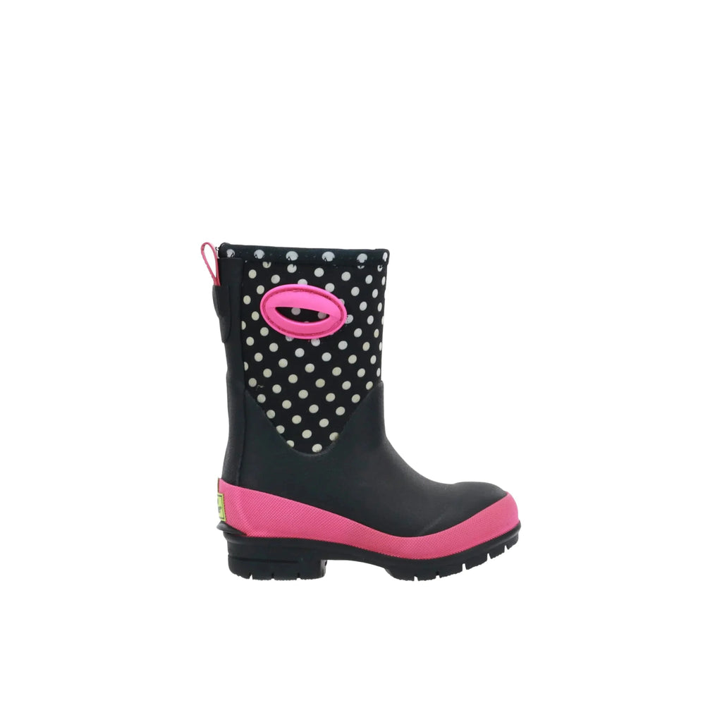 Western Chief Kids' Chloe Dot Lined Neoprene Cold Weather Boots - Black/Pink - Lenny's Shoe & Apparel