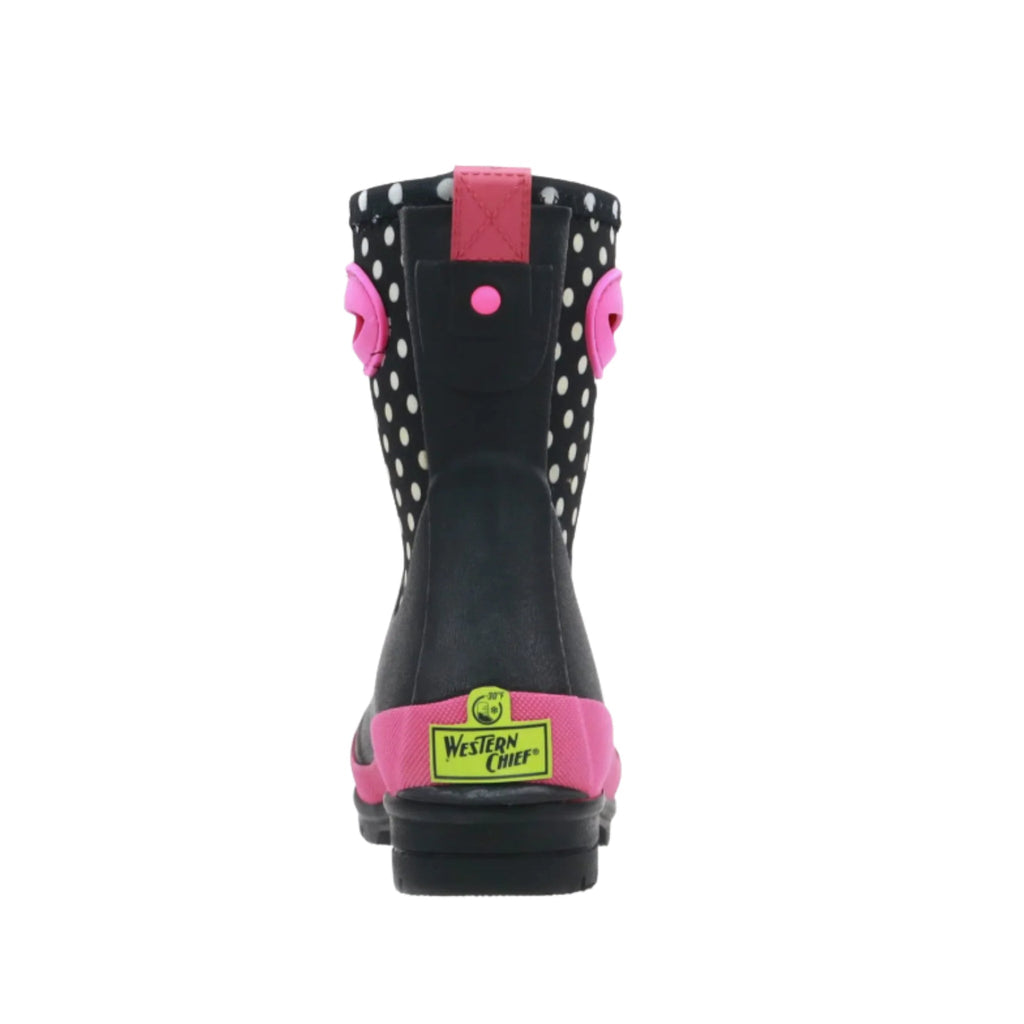 Western Chief Kids' Chloe Dot Lined Neoprene Cold Weather Boots - Black/Pink - Lenny's Shoe & Apparel