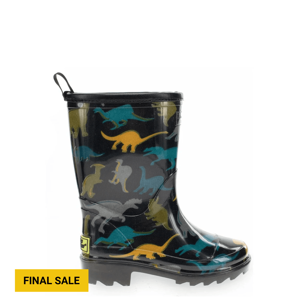 Western Chief Kids' Dino Dimension Faux Fur Rain Boots - Black - Lenny's Shoe & Apparel