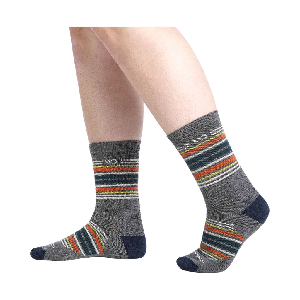 Wide Open Men's Multi Stripe Cushioned Micro Crew Socks - Gray - Lenny's Shoe & Apparel