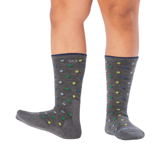 Wide Open Men's On The Dot Cushioned Crew Socks - Gray - Lenny's Shoe & Apparel