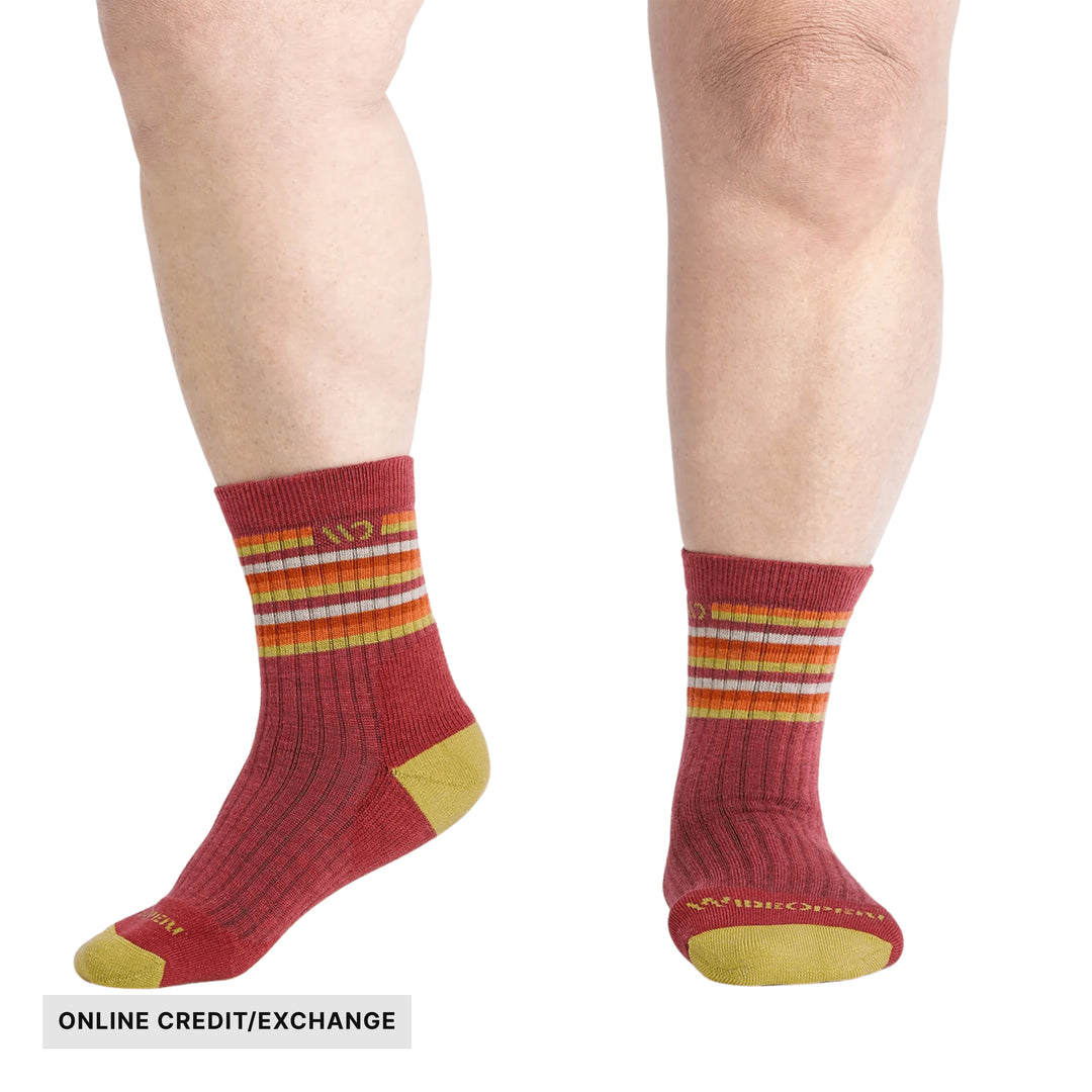 Wide Open Women's Multi Stripe Cushioned Micro Crew Socks - Cranberry - ONLINE CREDIT/EXCHANGE - Lenny's Shoe & Apparel