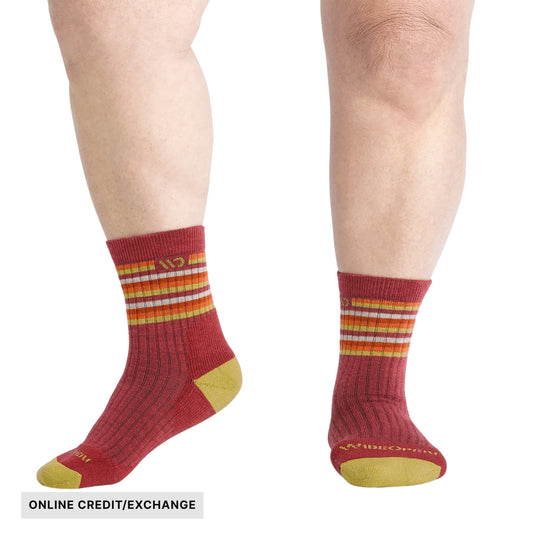Wide Open Women's Multi Stripe Cushioned Micro Crew Socks - Cranberry - ONLINE CREDIT/EXCHANGE - Lenny's Shoe & Apparel