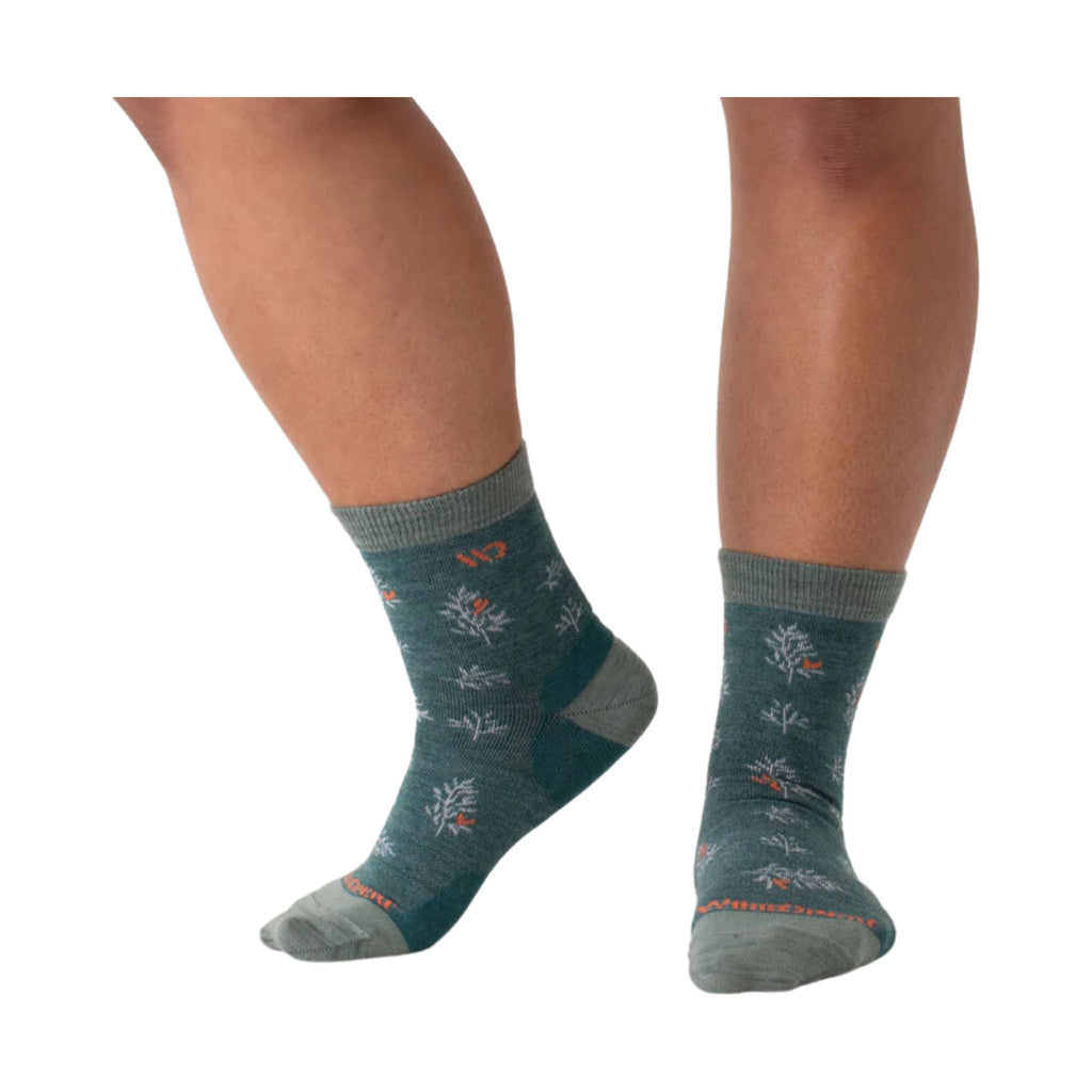 Wide Open Women's Foliage Lightweight Micro Crew Socks - Teal - Lenny's Shoe & Apparel