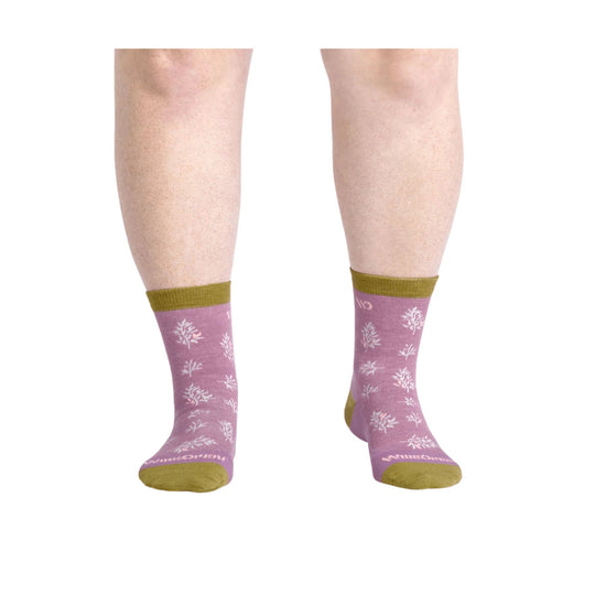 Wide Open Women's Foliage Lightweight Micro Crew Socks - Violet - Lenny's Shoe & Apparel