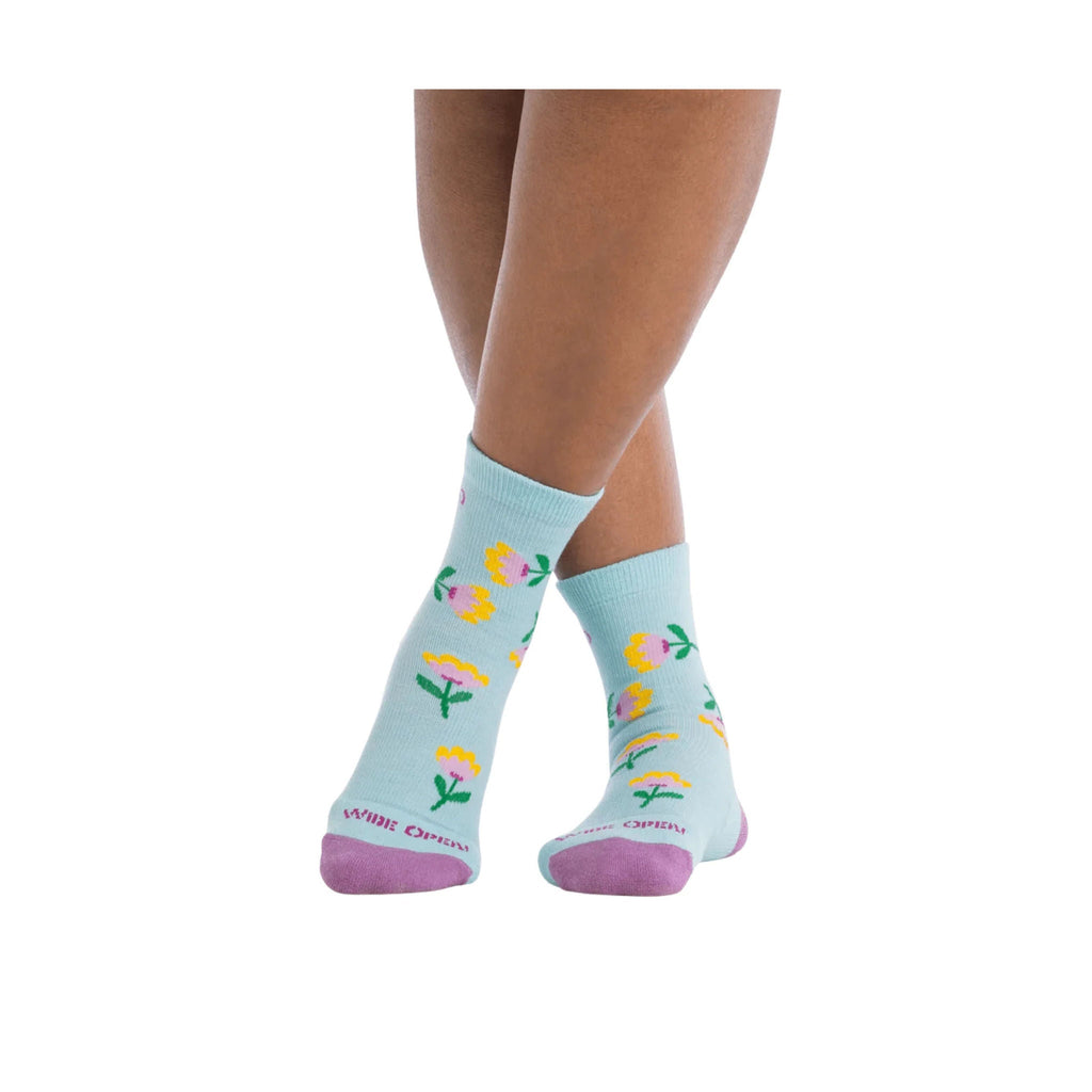 Wide Open Women's Full Bloom Cushioned Micro Crew Socks - Viola Skylight - Lenny's Shoe & Apparel