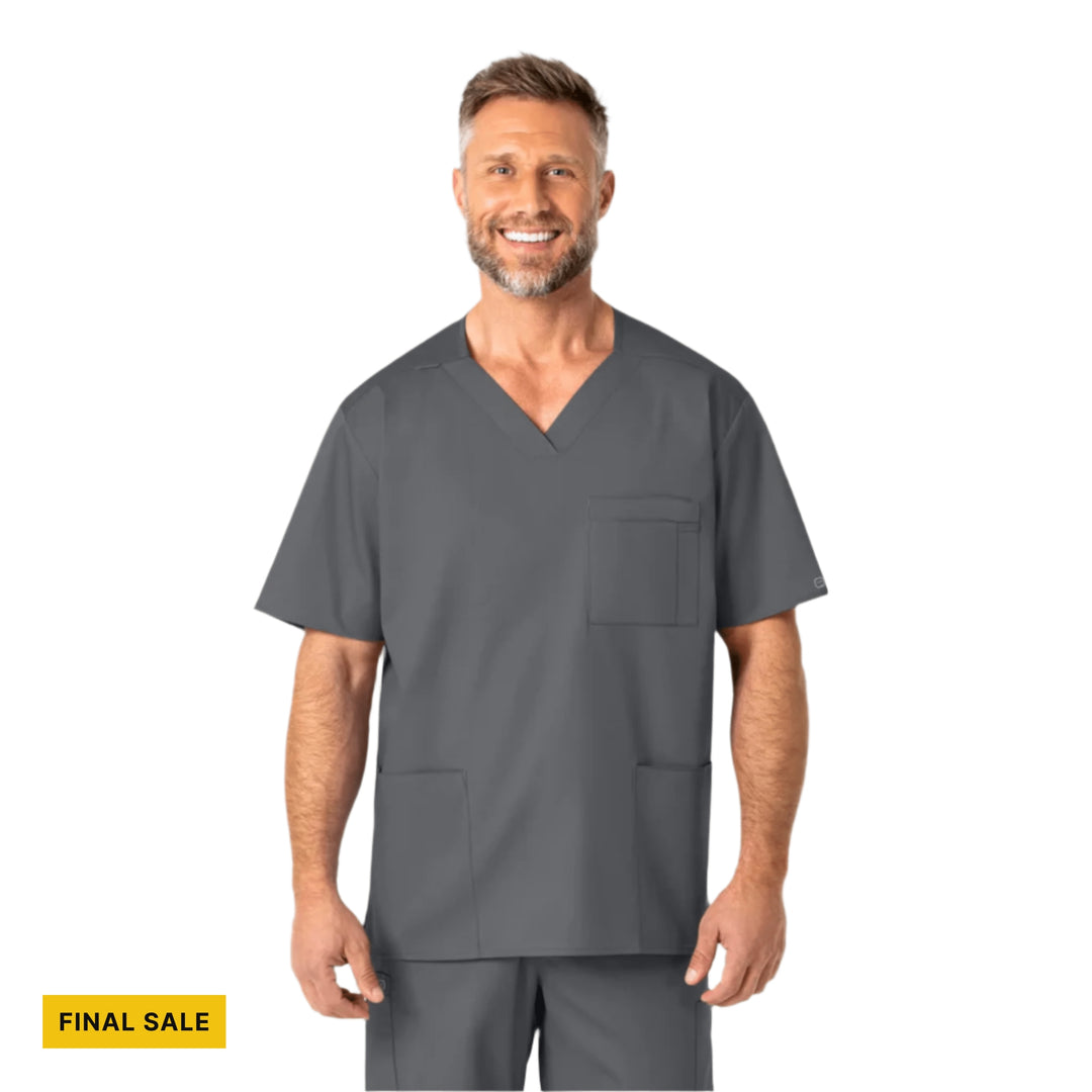 Wink Men's V Neck Scrub Top - Pewter - FINAL SALE - Lenny's Shoe & Apparel