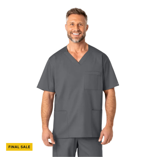 Wink Men's V Neck Scrub Top - Pewter - FINAL SALE - Lenny's Shoe & Apparel