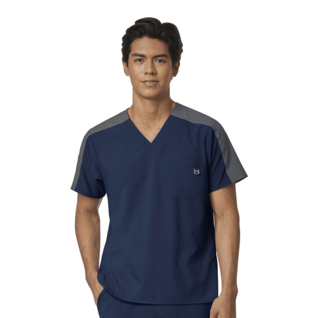 Wink Men's Color Block Scrub Top - Navy - Lenny's Shoe & Apparel