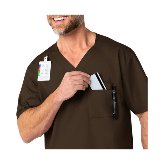 Wink Men's V Neck Scrub Top - Chocolate - Lenny's Shoe & Apparel