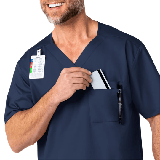Wink Men's V Neck Scrub Top - Navy Blue - Lenny's Shoe & Apparel