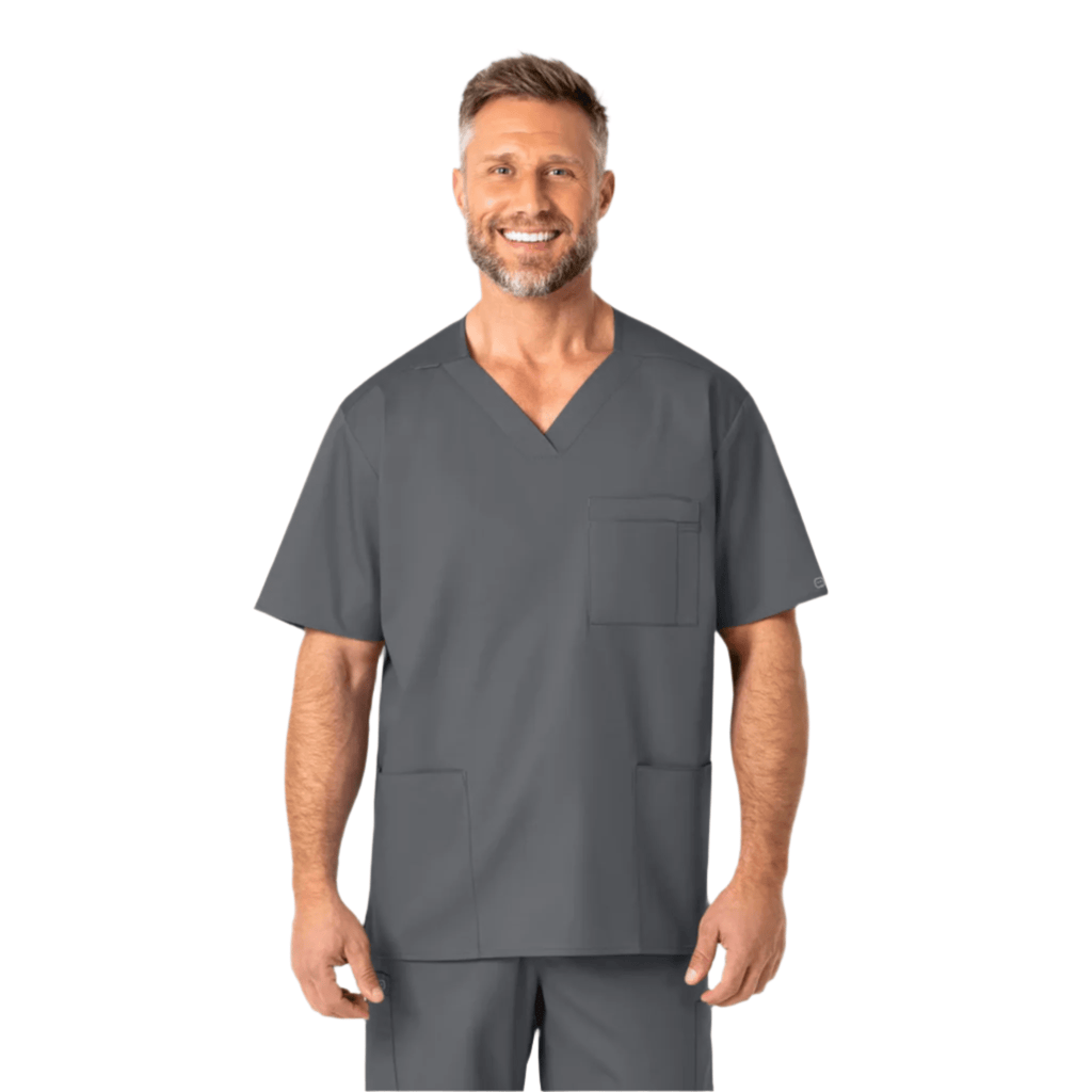 Wink Men's V Neck Scrub Top - Pewter - Lenny's Shoe & Apparel