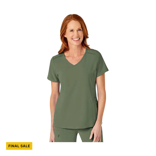Wink Renew Women's Mock Wrap Scrub Top - Olive - FINAL SALE - Lenny's Shoe & Apparel