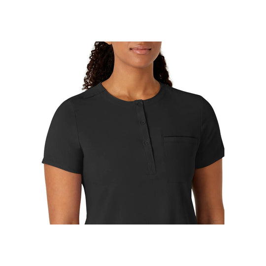 Wink Renew Women's Mandarin Collar Tuck In Scrub Top - Black - Lenny's Shoe & Apparel