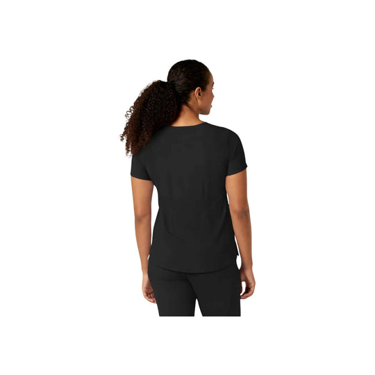 Black short-sleeve scrub top shown from the back