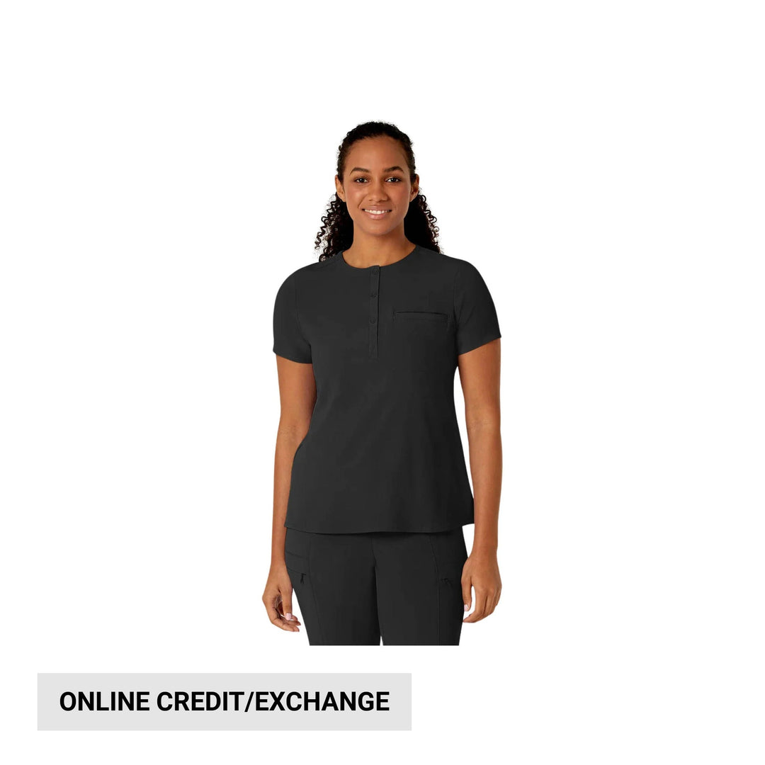 Wink Renew Women's Mandarin Collar Tuck In Scrub Top - Black - Lenny's Shoe & Apparel