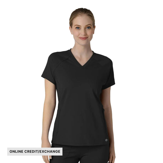 Wink Women's Flex n Reach V Neck Raglan Scrub Top - Black - ONLINE CREDIT/EXCHANGE - Lenny's Shoe & Apparel