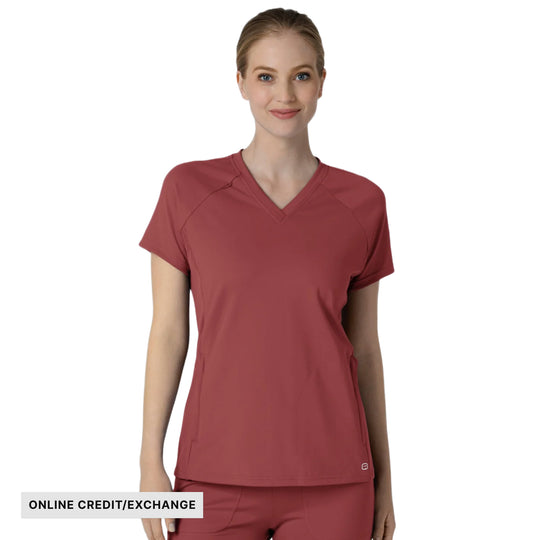 Wink Women's Flex n Reach V Neck Raglan Scrub Top - Ruby - ONLINE CREDIT/EXCHANGE - Lenny's Shoe & Apparel