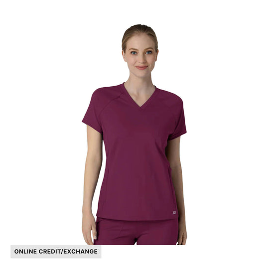 Wink Women's Flex n Reach V Neck Raglan Scrub Top - Wine - ONLINE CREDIT/EXCHANGE - Lenny's Shoe & Apparel