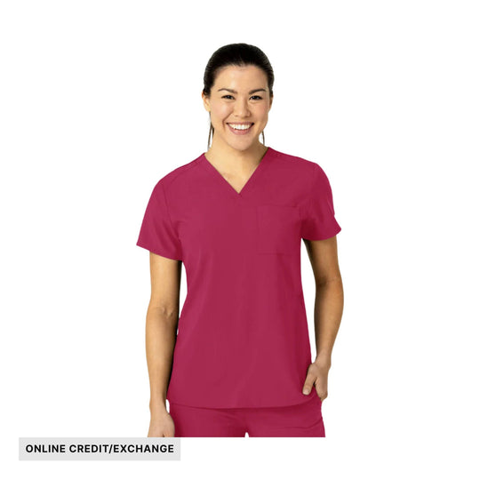 Wink Women's Flex n Reach V Neck Scrub Top - Viva Magenta - ONLINE CREDIT/EXCHANGE - Lenny's Shoe & Apparel