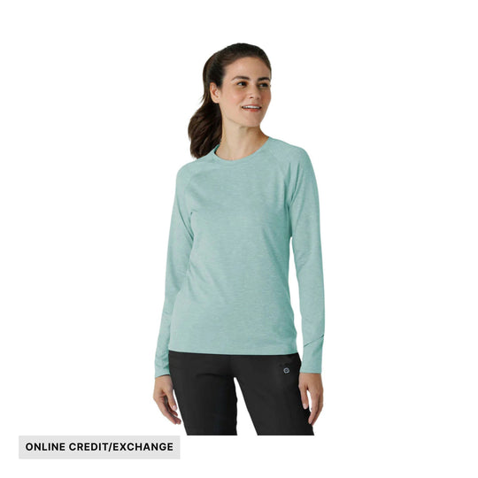 Wink Women's Watch Window Long Sleeve Underscrub Top - Sky Blue Heather - ONLINE CREDIT/EXCHANGE - Lenny's Shoe & Apparel