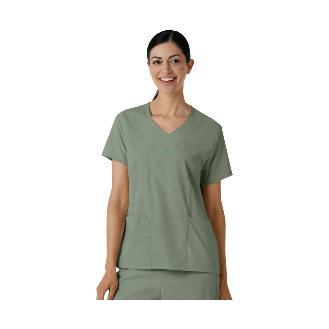 Wink Women's 2 Pocket V Neck Scrub Top - Sage Heather - Lenny's Shoe & Apparel