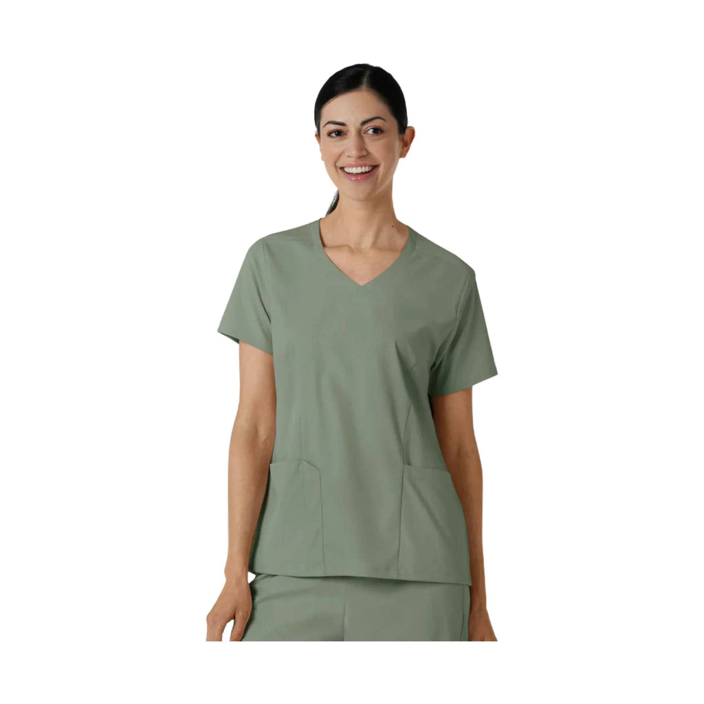 Wink Women's 2 Pocket V Neck Scrub Top - Sage Heather - Lenny's Shoe & Apparel