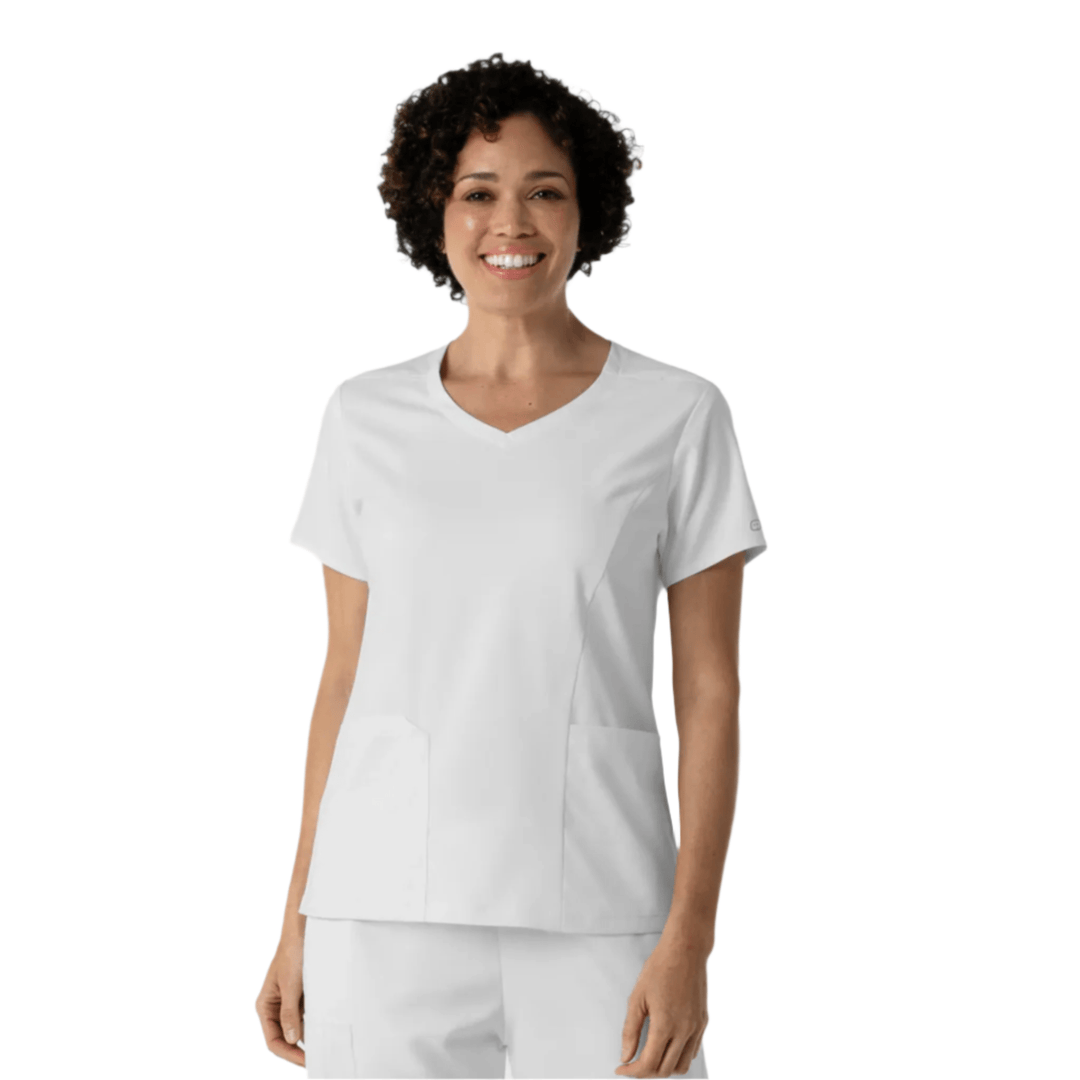Wink Women's 2 Pocket V Neck Scrub Top - White - Lenny's Shoe & Apparel