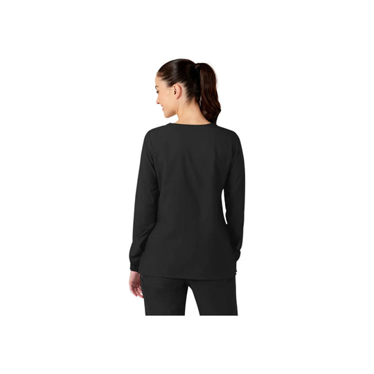 Black long-sleeve scrub jacket shown from the back