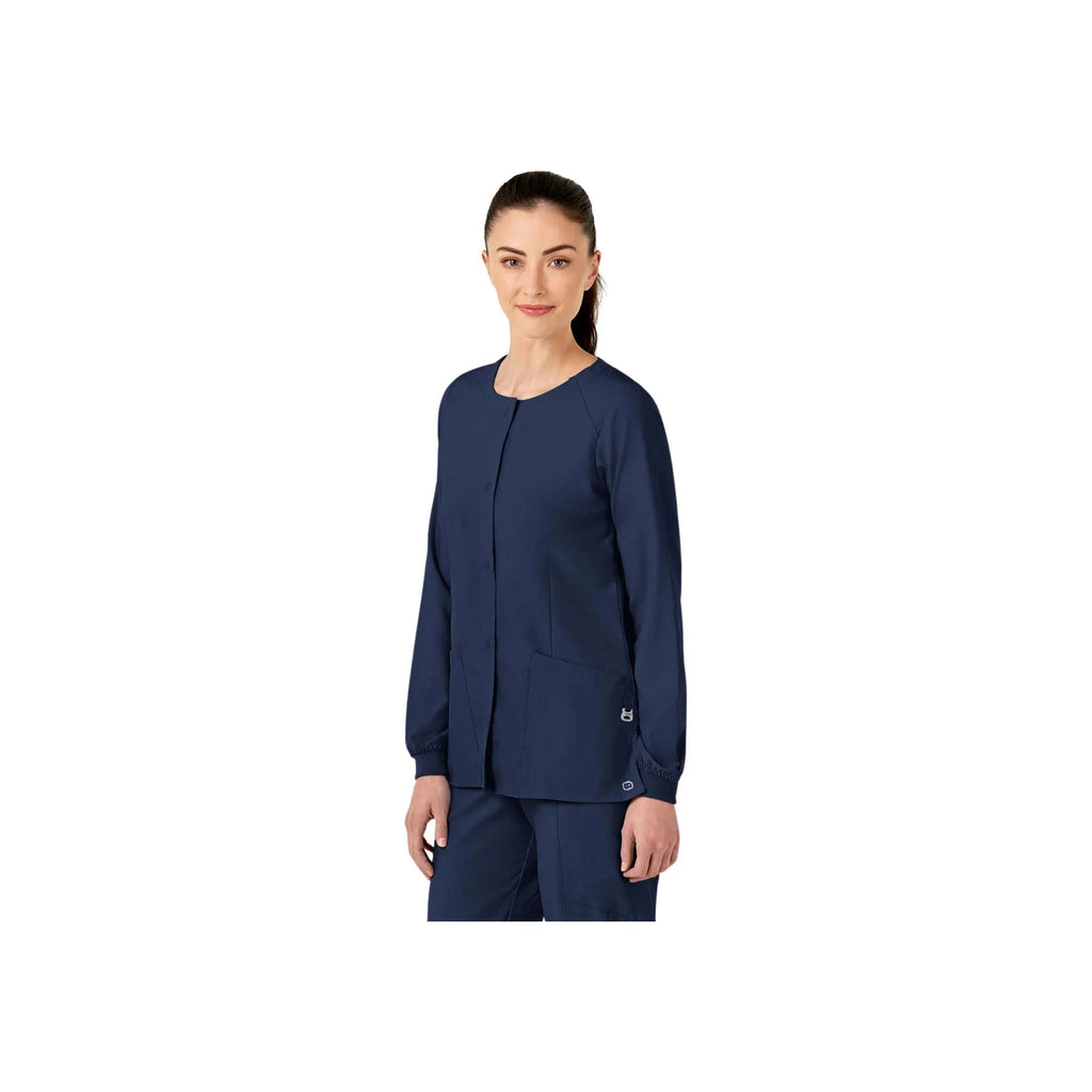 Wink Women's Crew Neck Warm Up Scrub Jacket - Navy - Lenny's Shoe & Apparel
